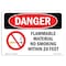 Signmission OSHA Sign, 10" Height, 14" Width, Aluminum, Flammable Material No Smoking Within 20 Feet, Landscape OS-DS-A-1014-L-1248 - alternate 1